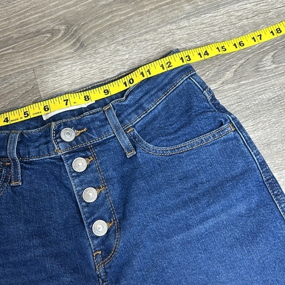 Levi’s Mile High Rise Cropped Wide Leg Jeans Button-Fly Blue Women’s Sz 25 - Picture 9 of 13